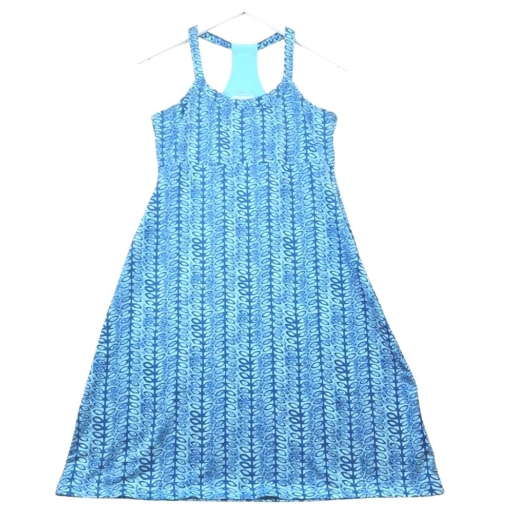 Columbia Omni-Wick Dress Women S Blue Patterned‎ Racerback Shelf Bra A-Line